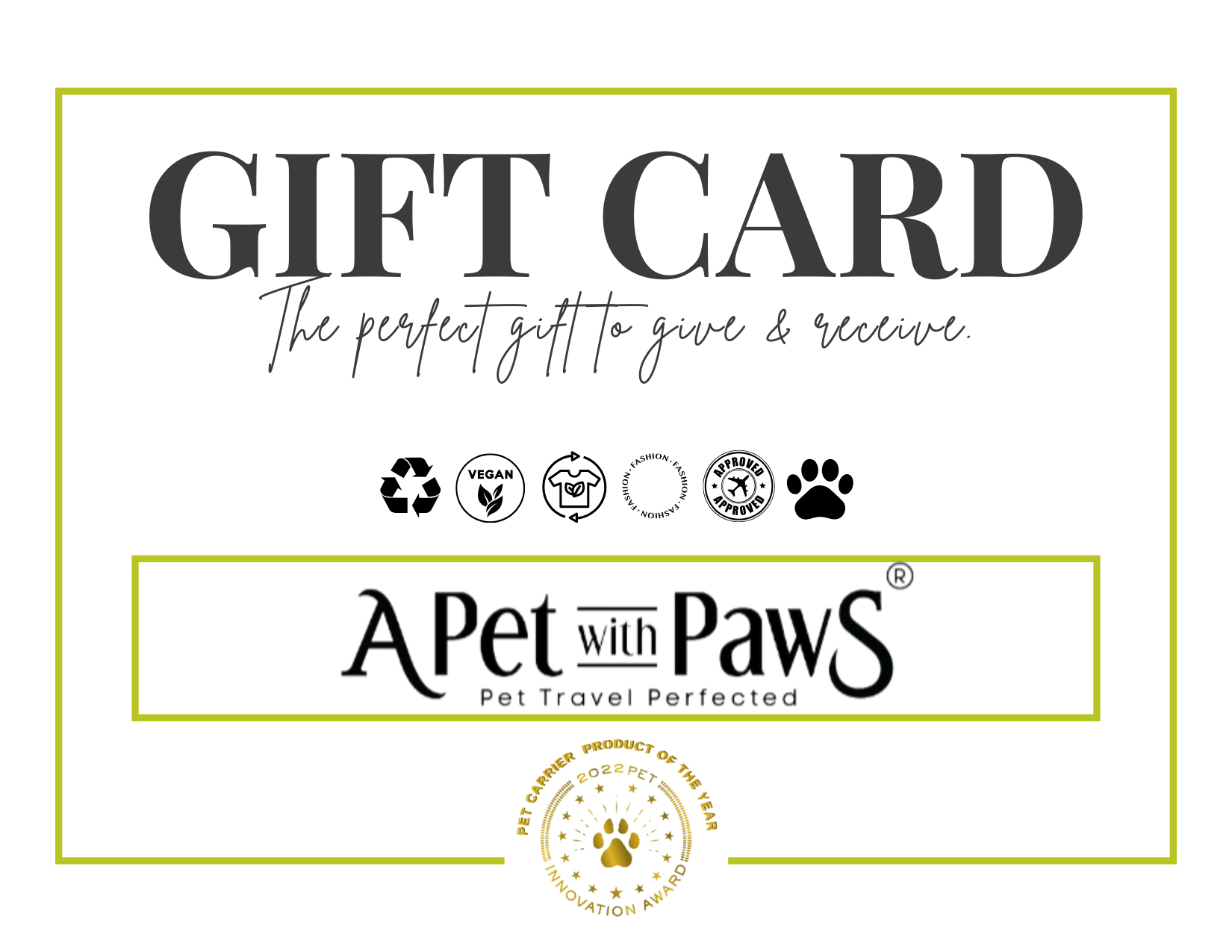 A Pet with Paws Gift Cards: 3 Denominations Available