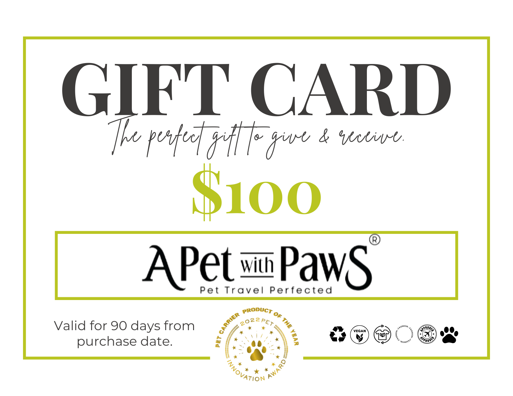 A Pet with Paws Gift Cards: 3 Denominations Available