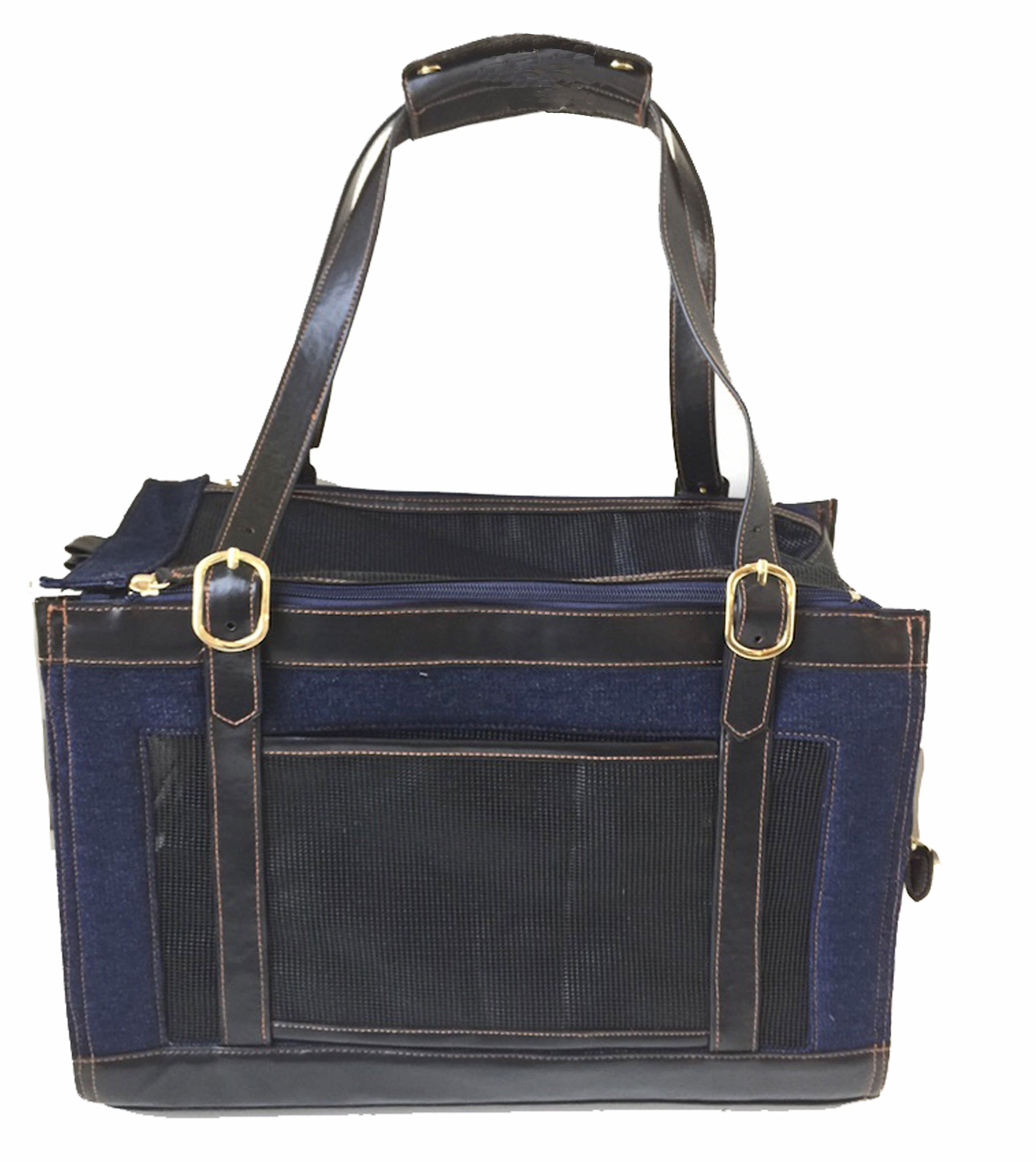 Pippa denim pet carrier side view